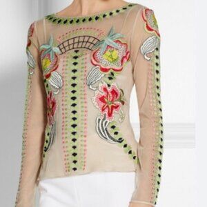TEMPERLEY LONDON Carmelina Embroidered Tulle Top Size 2